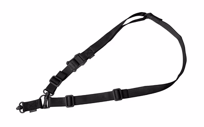 Tactical two point rifle slings, quick detach QD swivels, and adjustable carry straps.